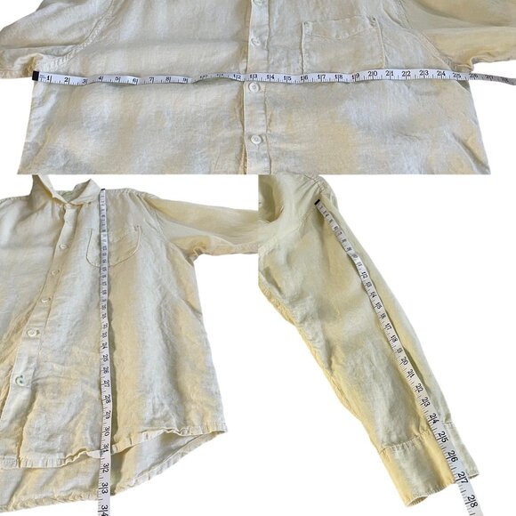 Tommy Bahama Men's Size XXL Yellow Linen Relax Fit Button-Up Long Sleeve Shirt - Picture 3 of 6